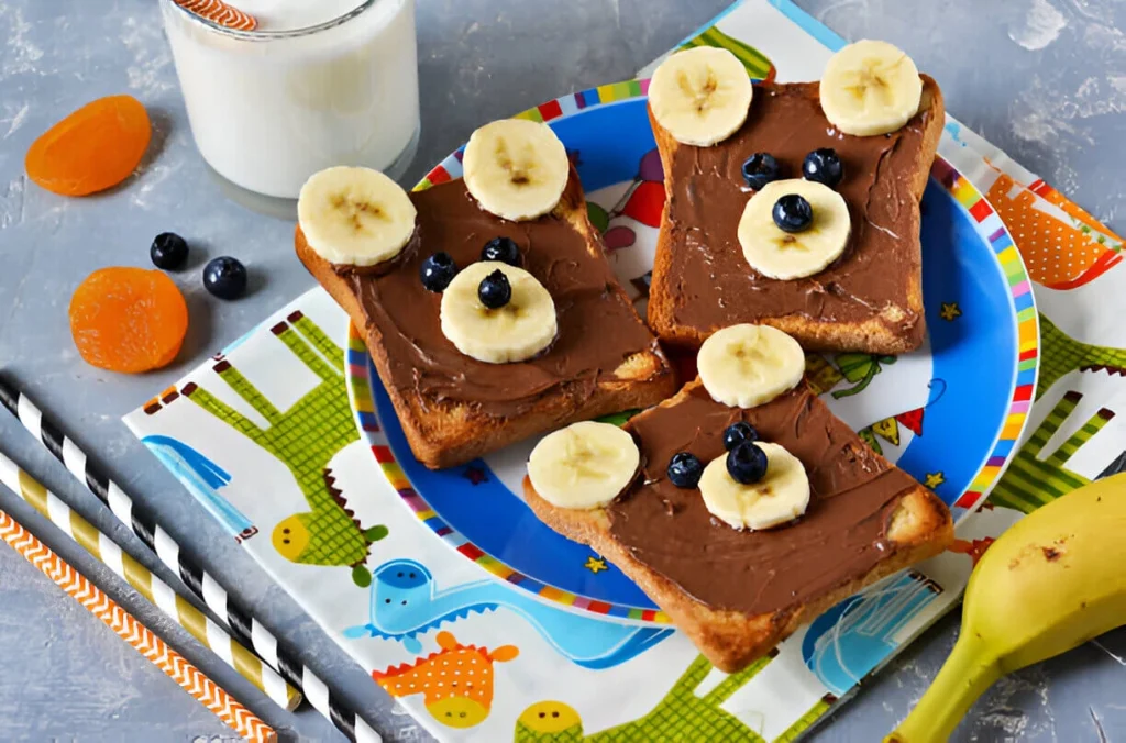 Image showcasing a variety of sweet toast recipes, featuring colorful toppings like fruits, chocolate, and cream.