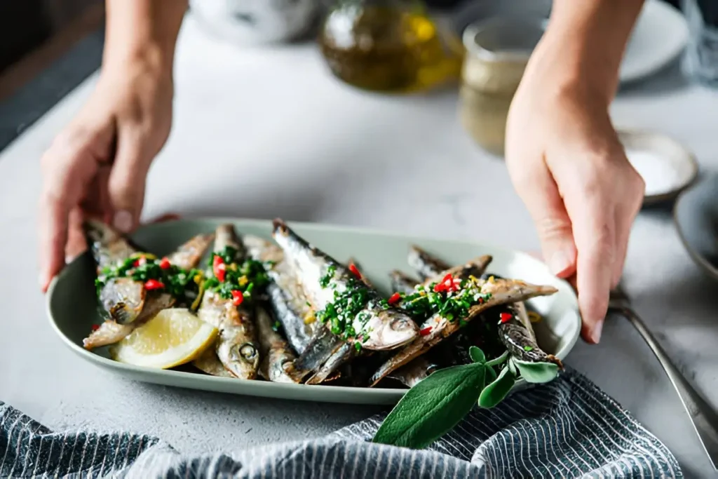 Image of various types of fish food, including pellets and flakes, displayed in small bowls, showcasing their colorful and textured appearance.